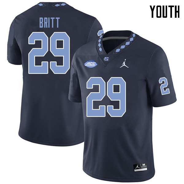 Jordan Brand Youth #29 J.K. Britt North Carolina Tar Heels College Football Jerseys Sale-Navy